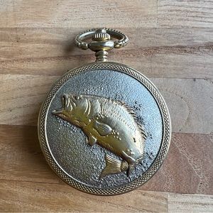 Phillip Crowe fish pocket watch NEW BATTERY